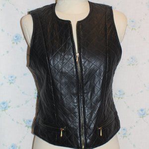 The Limited Black Leather Quilted Vest Size Medium